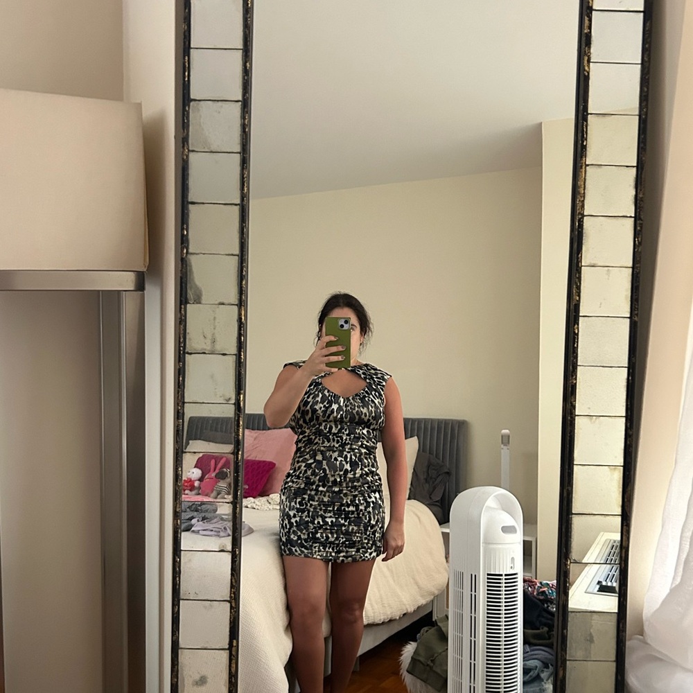 Leopard print ruched Nanette Lepore minidress